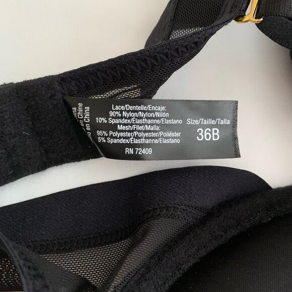 Rene Rofe Lingerie Extreme Black Push Up Bra Size 36B Lace NWT - Picture 7 of 8